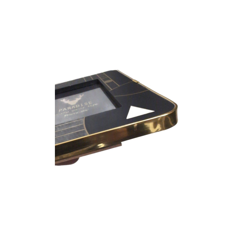 Ramka 9x13cm drewniana czarny/złoty 8701